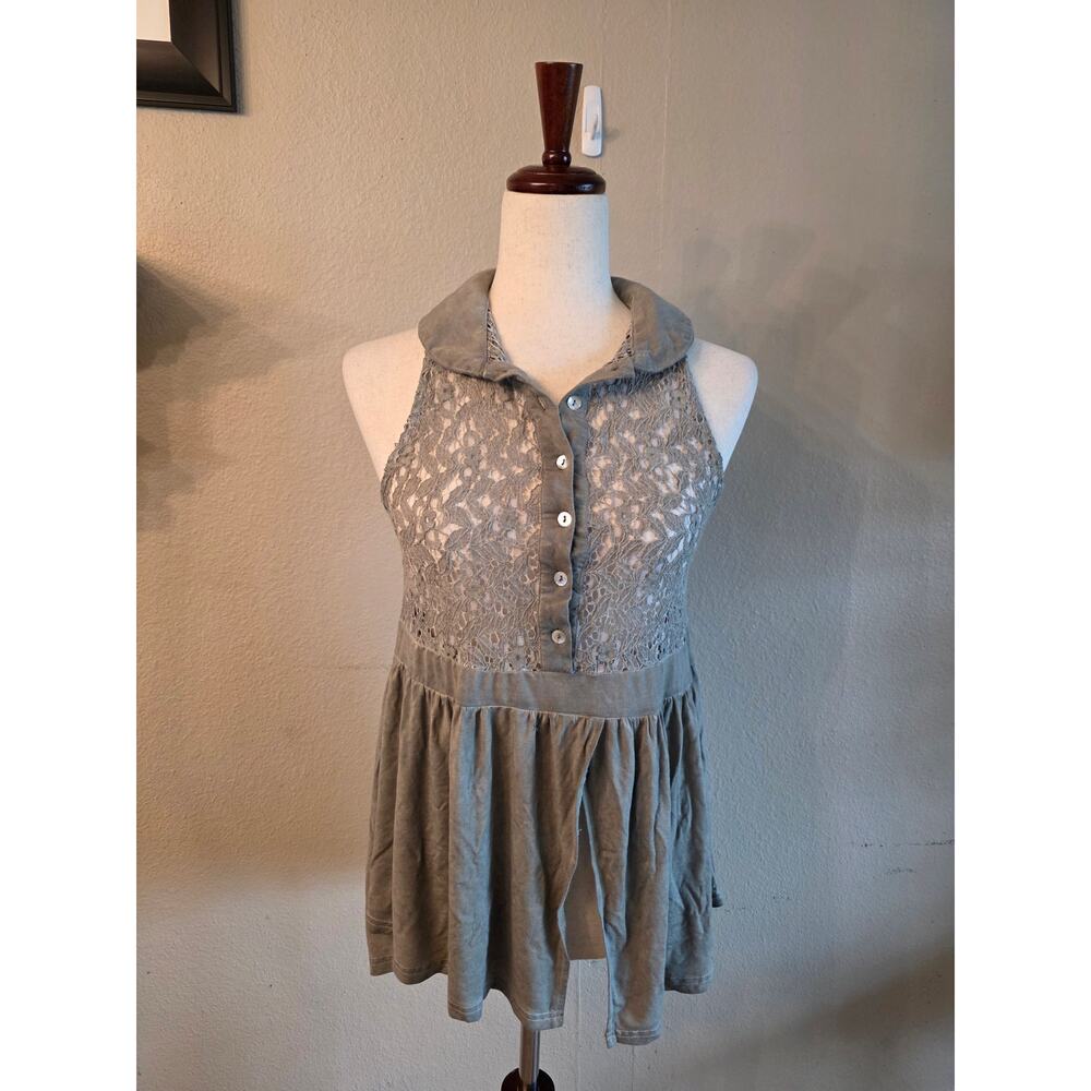 POL Women's Lace Collared Babydoll Top SZ Small Boho Festival Summer